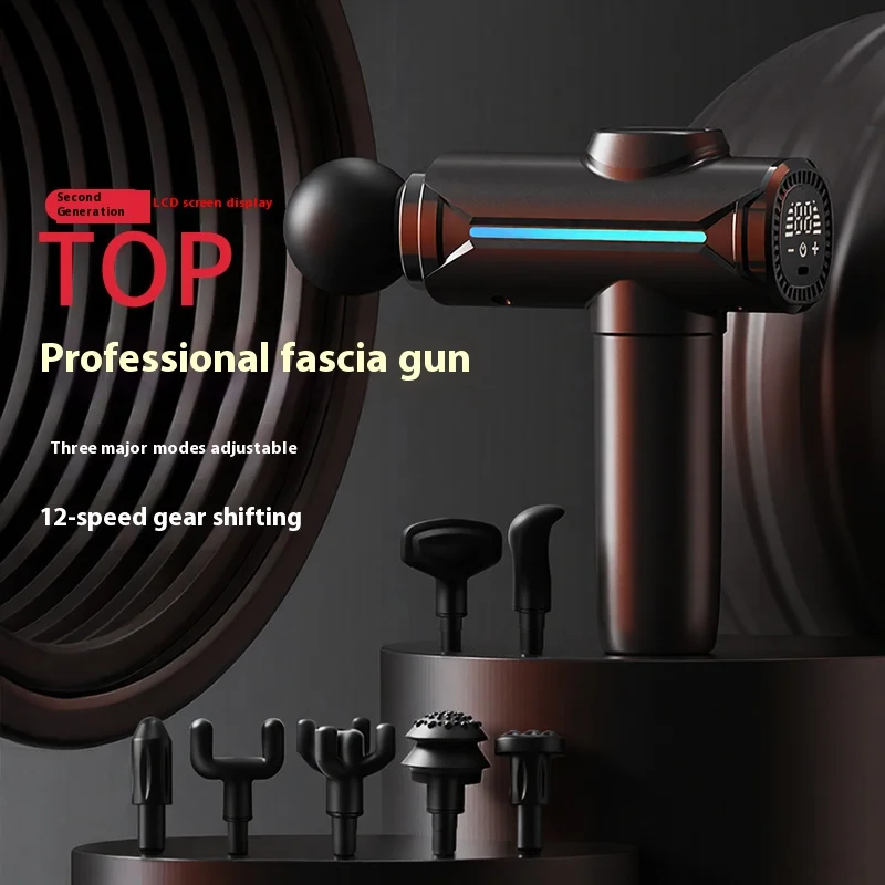 FactoryHigh Performance Portable Wireless Workout Massage Gun LCD Display 8 Heads 3800 RPM 12-Speed Myofascial Fitness - Image 2