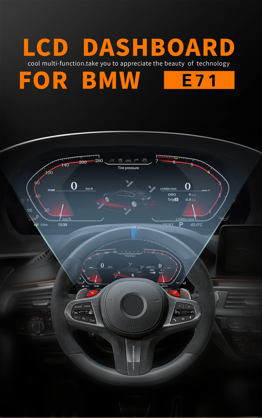 Wireless CarPlay Android Auto Car LCD Dashboard Speedometer for BMW X6 E71 E72 Instrument Cluster Cockpit HUD Head up Display - Image 2