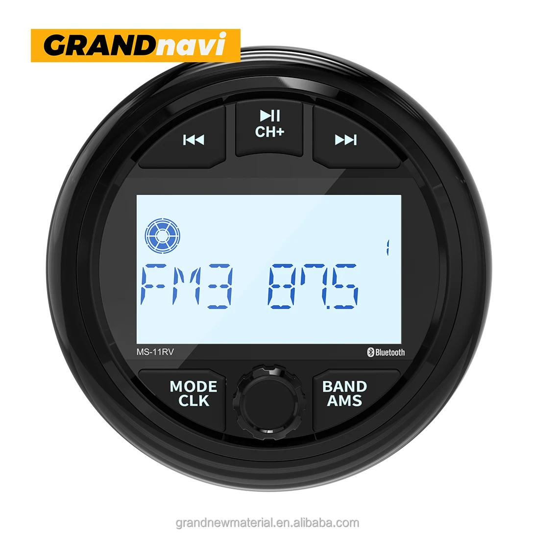 GRANDnavi 2.8inch Marine Radio MP3 Player BT Call FM AM Radio Boat Stereo Head Unit Waterproof Audio for Golf Boat Radio Pack of 16