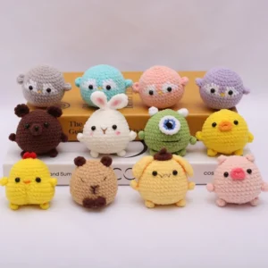 Handmade Crochet Woolen Cartoon Dolls Pendants Novelty Gifts Animal Toys Min Crochet Plush Toy Pack of 15