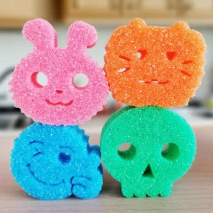 Kitchen Cleaning Sponge with Happy Face Design Responsive Temperature Dishwashing Scrubbing Sponges Bulk Pack Pack of 100