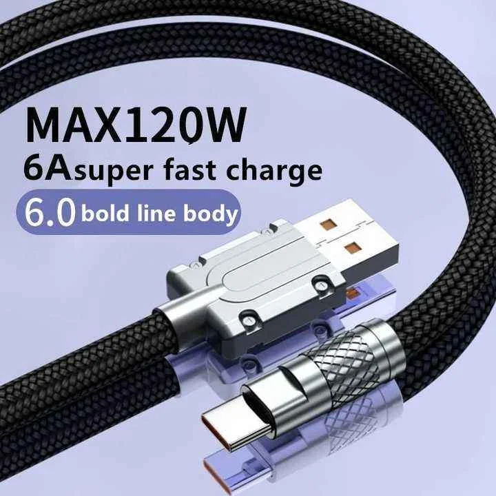 120W Braided Zinc Alloy Type-C Data Cable Nylon Super Fast USB Flash Charging Mobile Phones Phone Cable for Iphone for Huawei Pack of 20 - Image 3