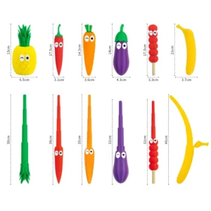 Vashine 3D Printed PLA Vegetable Fruits Telescopic Sword Toys Kids Funny Creative 3D Printed Children PLA Fruit Knife Toys Pack of 10