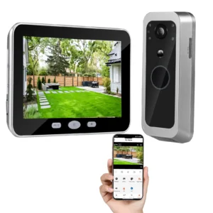 Smart Home Security Video Doorbell 1080P 2.4G WiFi Wireless 5-Inch LCD Screen Intercom Night Vision Motion Detection Battery
