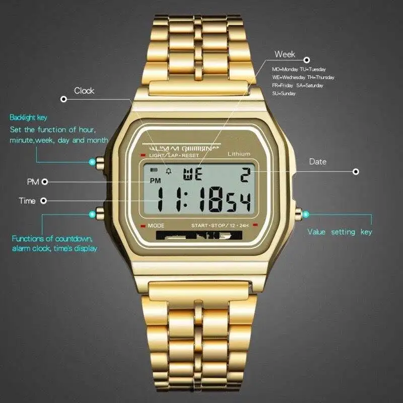 New Digital LED Watch for Men Multifunction Alarm Electronic Clock Waterproof Simple Men Women Stopwatch LED Watches Clocks Pack of 10 - Image 4