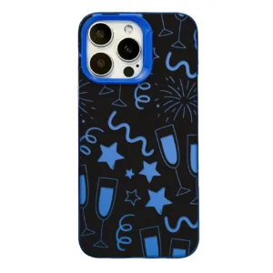 Blue Party Celebration Pattern TPU for 11-17 Case Shockproof Hard Cover with Anti-Fingerprint & Lens Protection