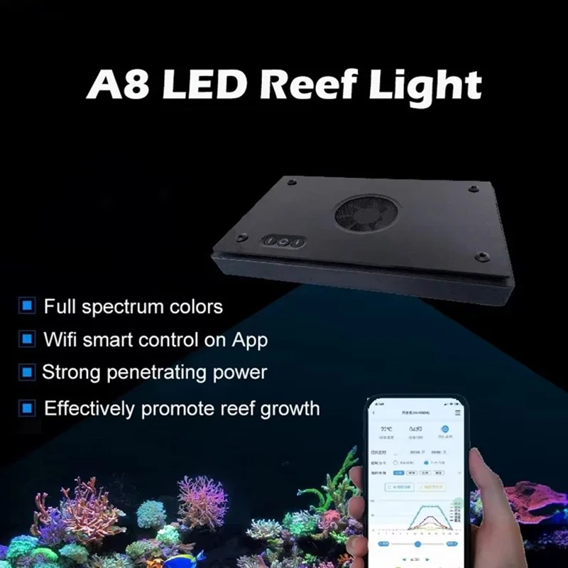A8SE II Max/Blue 2.0 Generation 240W Full Spectrum Marine LED Light Seawater Coral Reef Fish Tank Lamp WiFi App Programmable - Image 3