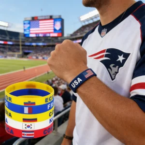 Manufacturer World Country Flag Design Silicone Rubber Band Promotional Sports Gift National Team Armbands Wristband Bracelet Pack of 12