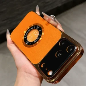 Dropshipping Luxury Hollow Logo PU Leather Magnetic Case 16 Pro Max Electroplating Frame Shockproof Cover for iPhone 17 Pack of 2