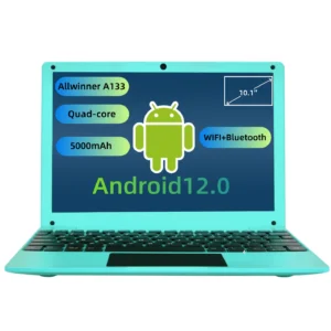 Affordable 10.1'' Android 12 Student Laptop Allwinner A133 Quad-Core 2GB RAM 64GB Storage Slim Green for Education & Kids