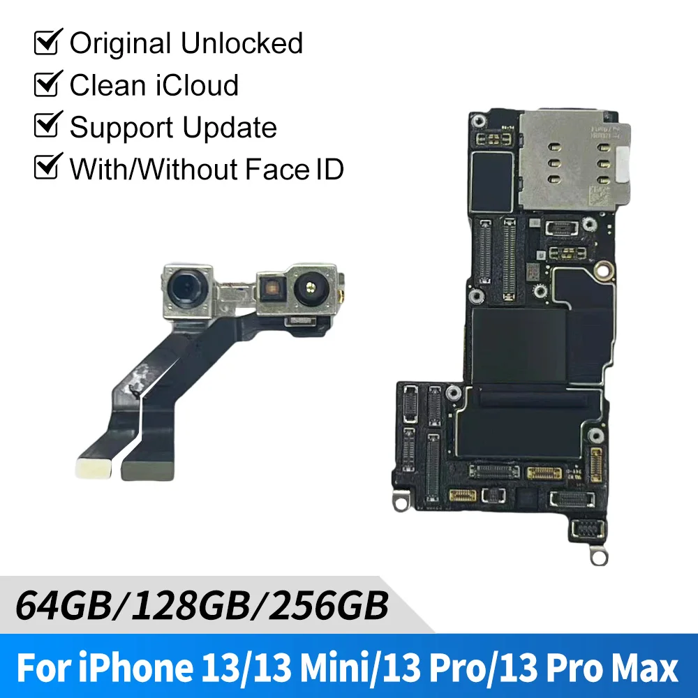 Mainboard 13 Pro 13 Mini 13 Pro Max ICLOUD Clean & Full Working 128GB 256GB 512GB Logic Board Face ID for iPhone 13 - Image 2