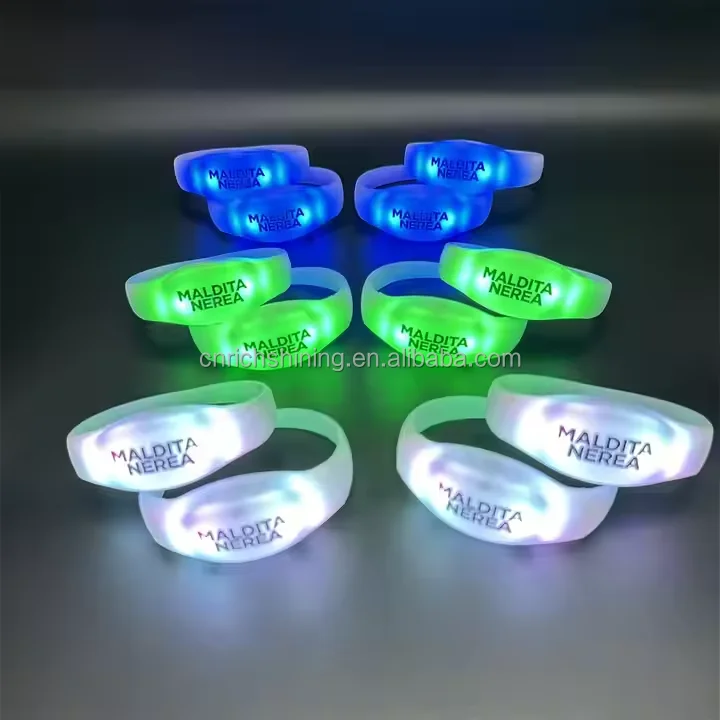 RICHSHINING Music Sound LED Flash Wristband Light up LED Bracelet Wireless Glowing Wristband for Bar Party Pack of 500 - Image 4