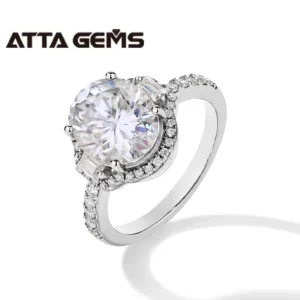 ATTA 5CT Oval Cut Moissanite Solitaire Ring for Women D Color Diamond Ring S925 Sliver 10K 14K 18K Gold Wedding Ring