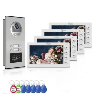 Anjielo Smart Video Intercom 1v4 System Doorbell Camera IP65 Waterproof 1080P Touch Screen Motion Detection Tuya App for Large
