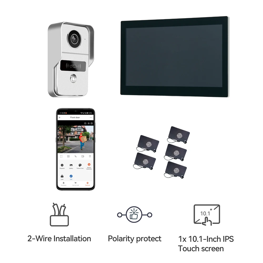 Tuya Smart 2 Wire Video Intercom Doorbell 10.1&7 Inch Screen Monitor With Doorbell Camera Wired Video Door Phone Intercom System - Image 3
