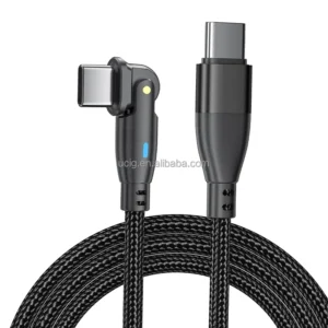 PD60W QC3.0 Fast Charging 180 Degree Swivel Right Angle USB C/TYPE C Nylon Braided Phone Charger Cord Charging & Data Cable