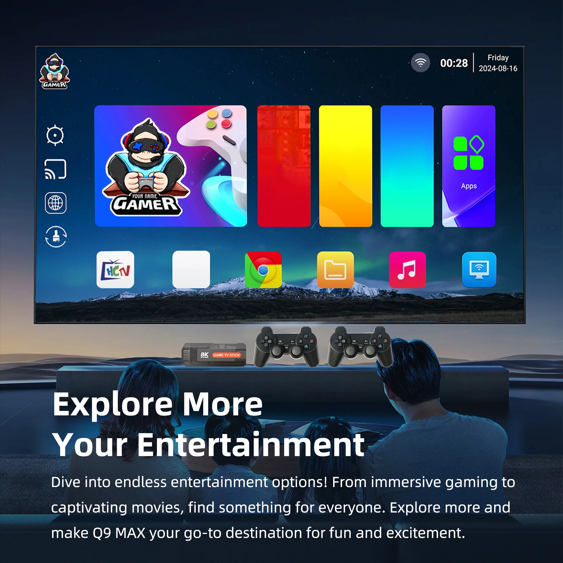 Q9MAX Game Stick Mali G31 CPU Allwinner H313 1GB ram 8GB Rom MAX Android 14 Operation System Factory Direct - Image 4