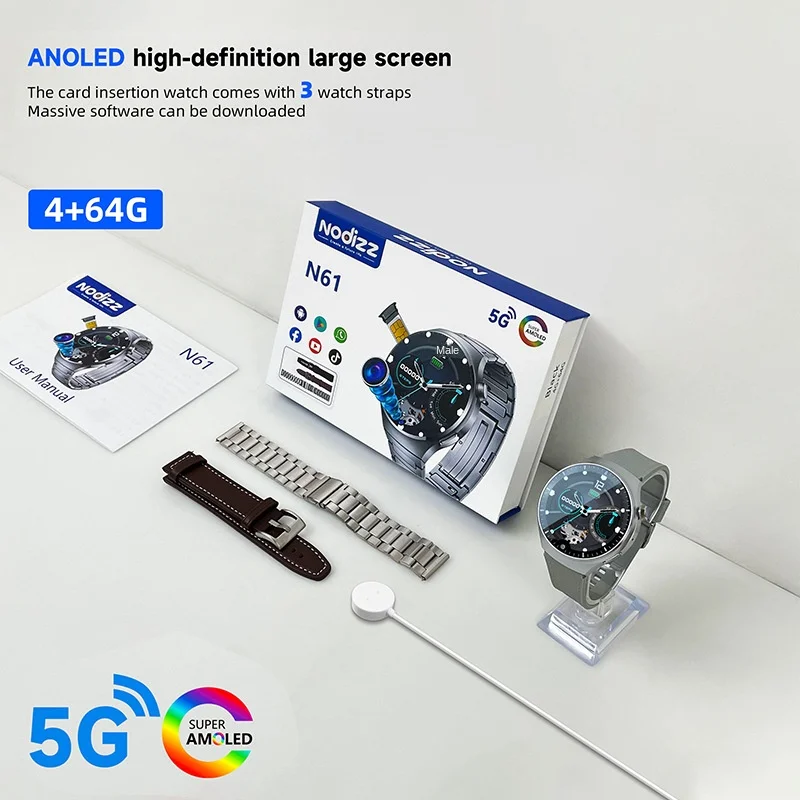 Pro 5G Smartwatch with OLED Display IP67 Waterproof GPS Enabled HD Camera Video Calls Apps Downloadable 3 Silicone Watch Straps - Image 4