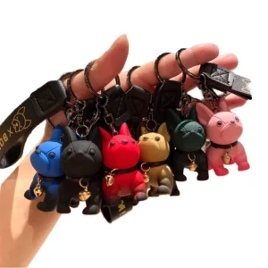 Cartoon Bulldog & Puppy Dog Keychain Keyring for Men & Women for Backpack Car Couple Gift Promotion Pet Keyring Pack of 10