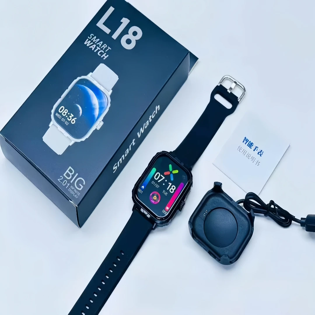 New Square TFT Smart Watch IP67 Touch Screen BT Call Message Reminder Fitness Tracker Heart Rate Monitor Android OS Pack of 5