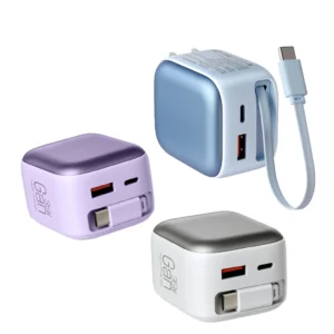 K60 35W Fast Charger with 70cm Stretching Wire Cable BSMI GaN QC3.0 for iPad Android Tablets Laptops US Plug OTP Protection