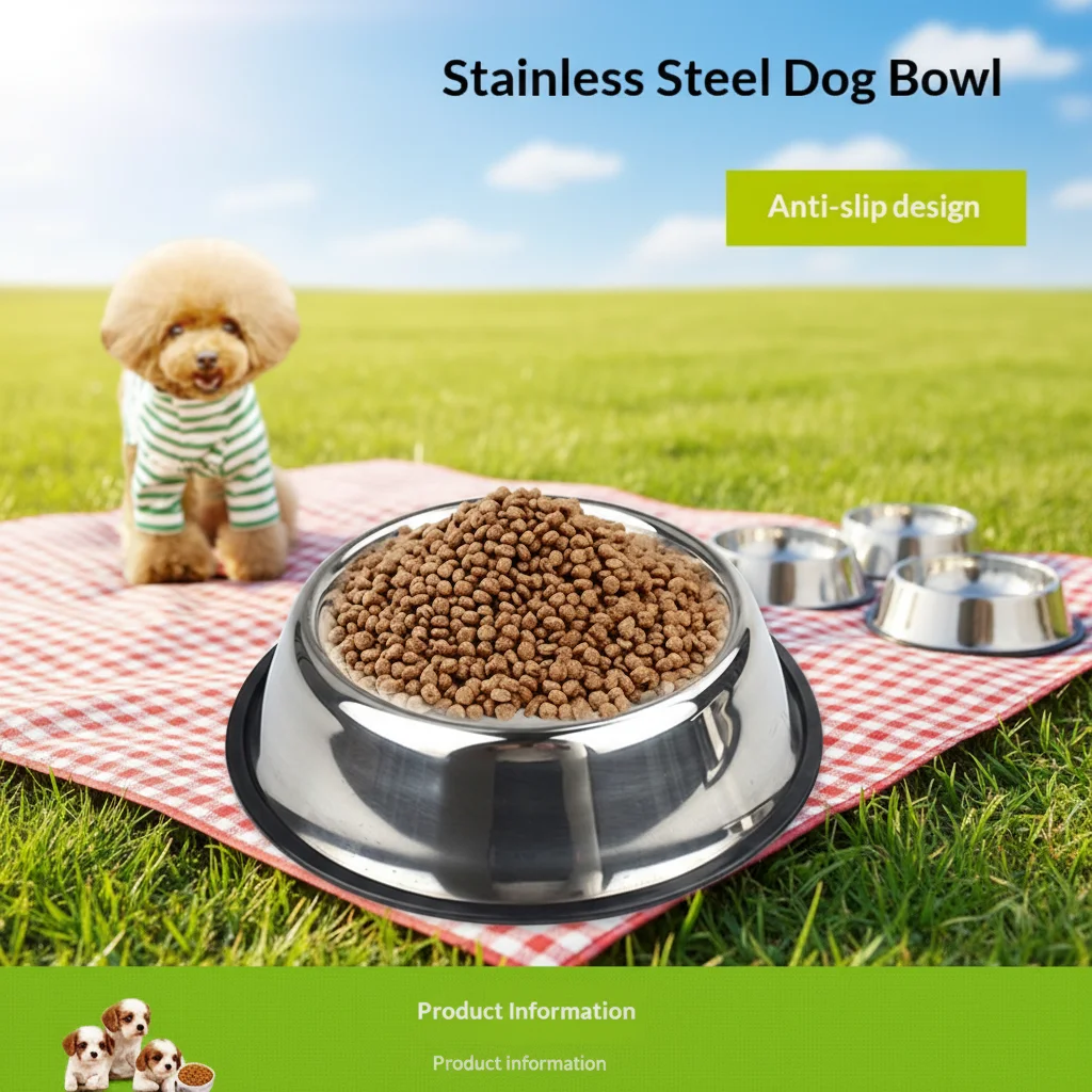 Custom Logo and Pattern Pet Feeding Bowl With Rubber Base Stainless Steel Dog Bowls Non slip Stainless Steel Pet Bowl Pack of 100 - Image 3