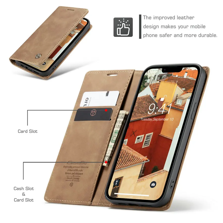 CaseMe New Mobile Case Cover With Magnet Shockproof Phone Holder 14 13 12 Wallet Case for iPhone 14 Pack of 10 - Image 2