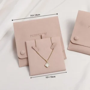 14x14cm Custom Logo Foldable Vintage Microfiber Jewelry Storage Pouch with Suede Texture and Custom Logo Gift Packaging Pack of 50