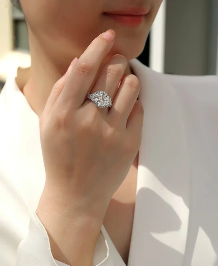 5 Carat D Color Moissanite Halo Ring VVS1 Lab Stones S925 Sterling Silver 18K Gold Rose White Gold Plated Wedding Jewelry - Image 3