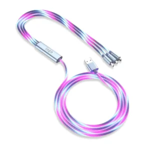 Customize Light Cell Phone Cable Usb Charger 3 in 1 Usb Charging Data Led Usb Multi-function Cable Led Charging Cable Pack of 50