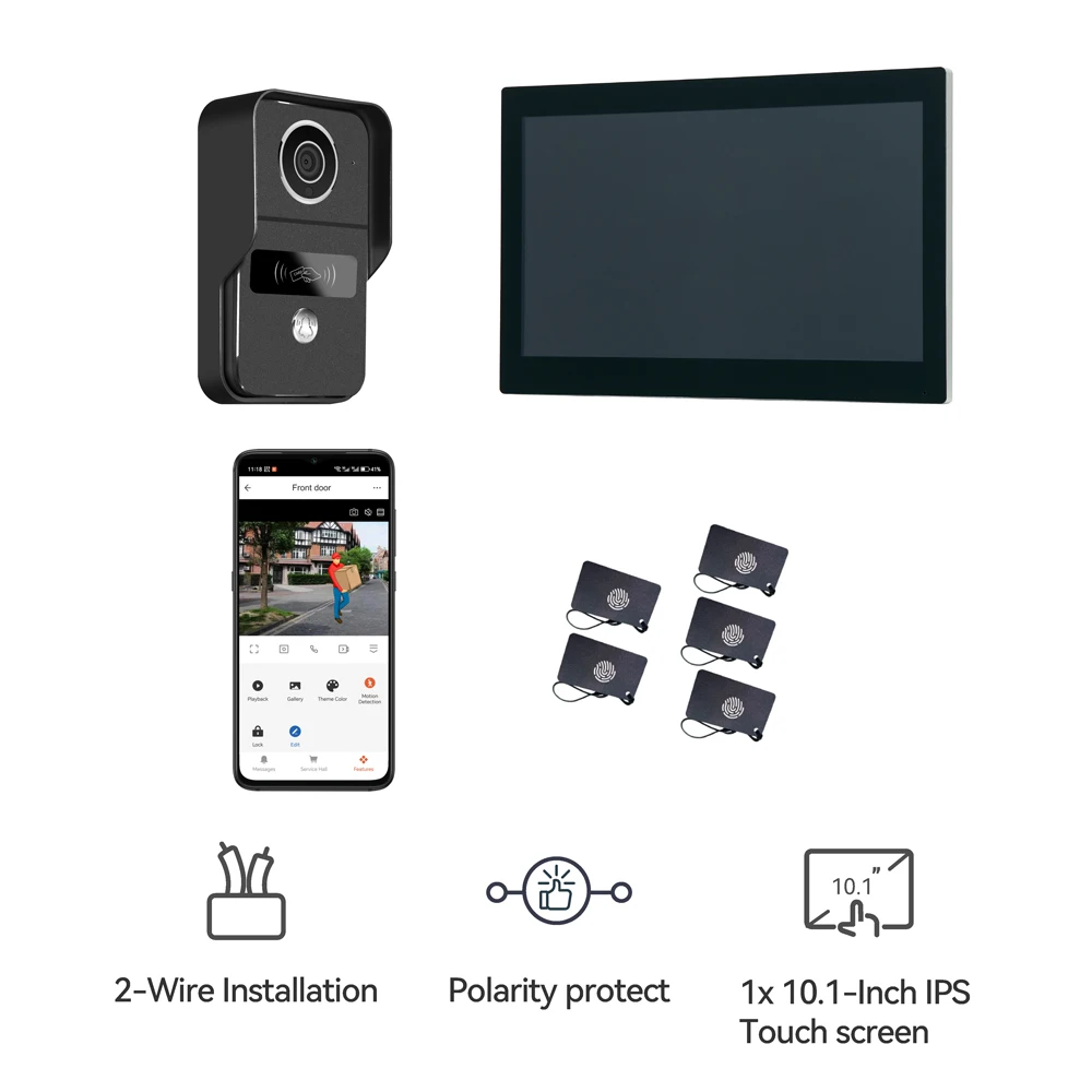 Tuya Smart 2 Wire Video Intercom Doorbell 10.1&7 Inch Screen Monitor With Doorbell Camera Wired Video Door Phone Intercom System - Image 4