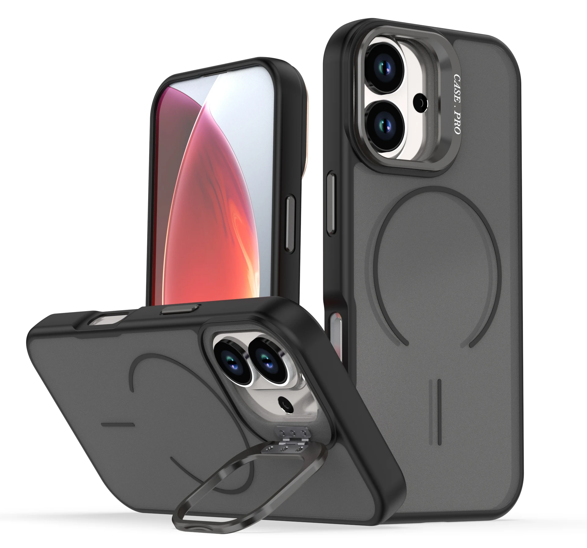 Case with Hidden Stand Super Magnetic Full Cover Glossy Finish TPU+Metal Anti-Fall Shockproof for Redme 14C/15C 4G Pack of 10 - Image 2