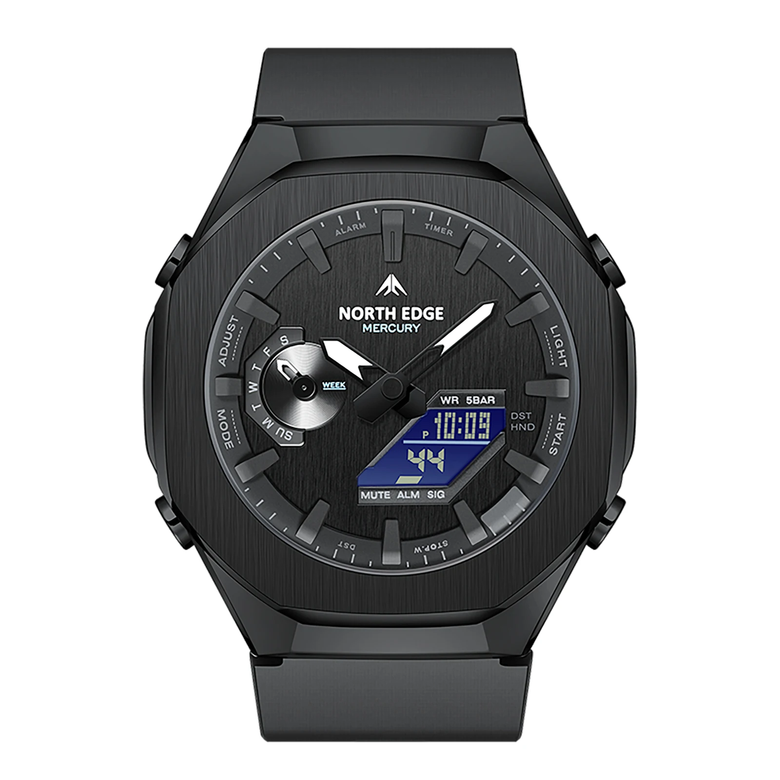 NORTH EDGE MERCURY Men's Digital Watch Stopwatch Waterproof 50M Sports Watches World Time LED Wristwatch Reloj Hombre Pack of 5 - Image 4