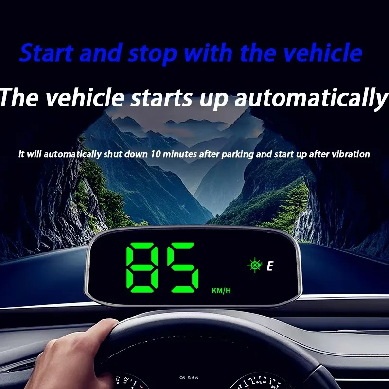 Solar-Powered Wireless Car Heads-Up Display LCD Windshield GPS Compass Time Speed KMH/MPH OBD2 LED Universal Speed Clock - Image 2