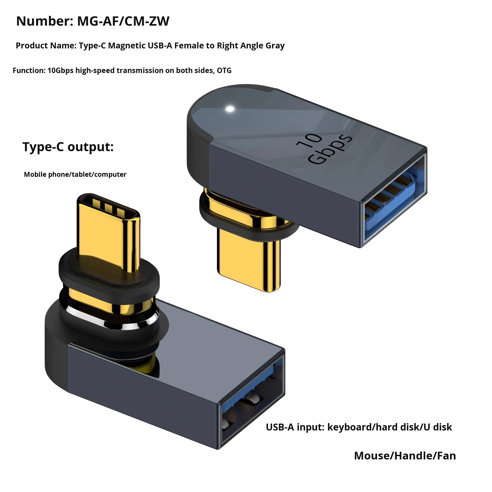 USB3.1 Female Type-C Male Magnetic Adapter Aluminum Alloy DC Connecter Full Function Fast Charging Converter OTG 10G Laptop USB - Image 2