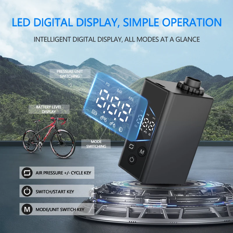 Mini Motorcycle Car Tyre Inflator Portable Ball Air Compressor Pump Wireless Digital Automatic Bicycle Tire Inflator - Image 3