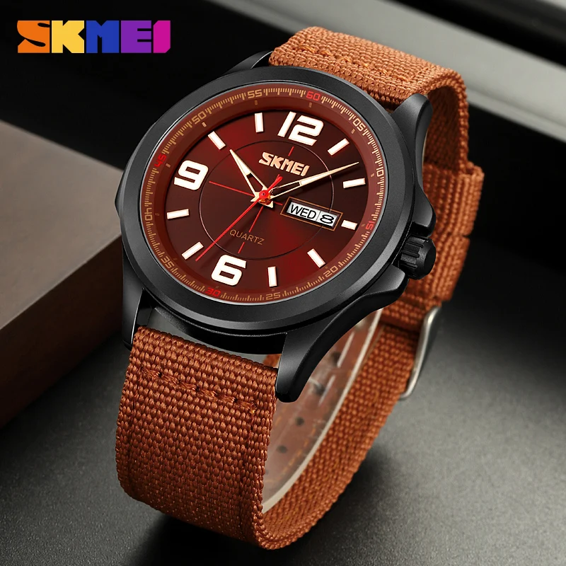 Stopwatch Skmei 9315 Back Sport Watches Wholesales Quartz Watch Mini Calendar Wrist Mens Fashion OEM Nylon Strap Pack of 2