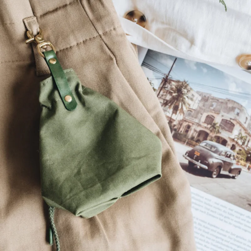 Portable Pet Snack Bag Outdoor Dog Food Pouch Canvas Dog Food Storage Bag Drawstring Dog Treat Training Bag Pack of 2 - Image 2