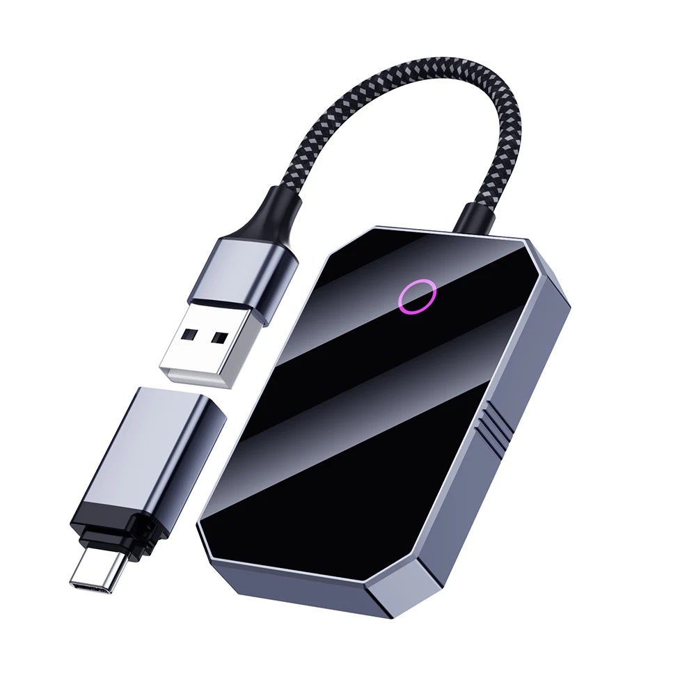 OEM ODM WIred Wireless Dongle Adapter 2 in 1 Carplay Upgrade USB Plug & Play Android Auto Car Play Adapter for Cars