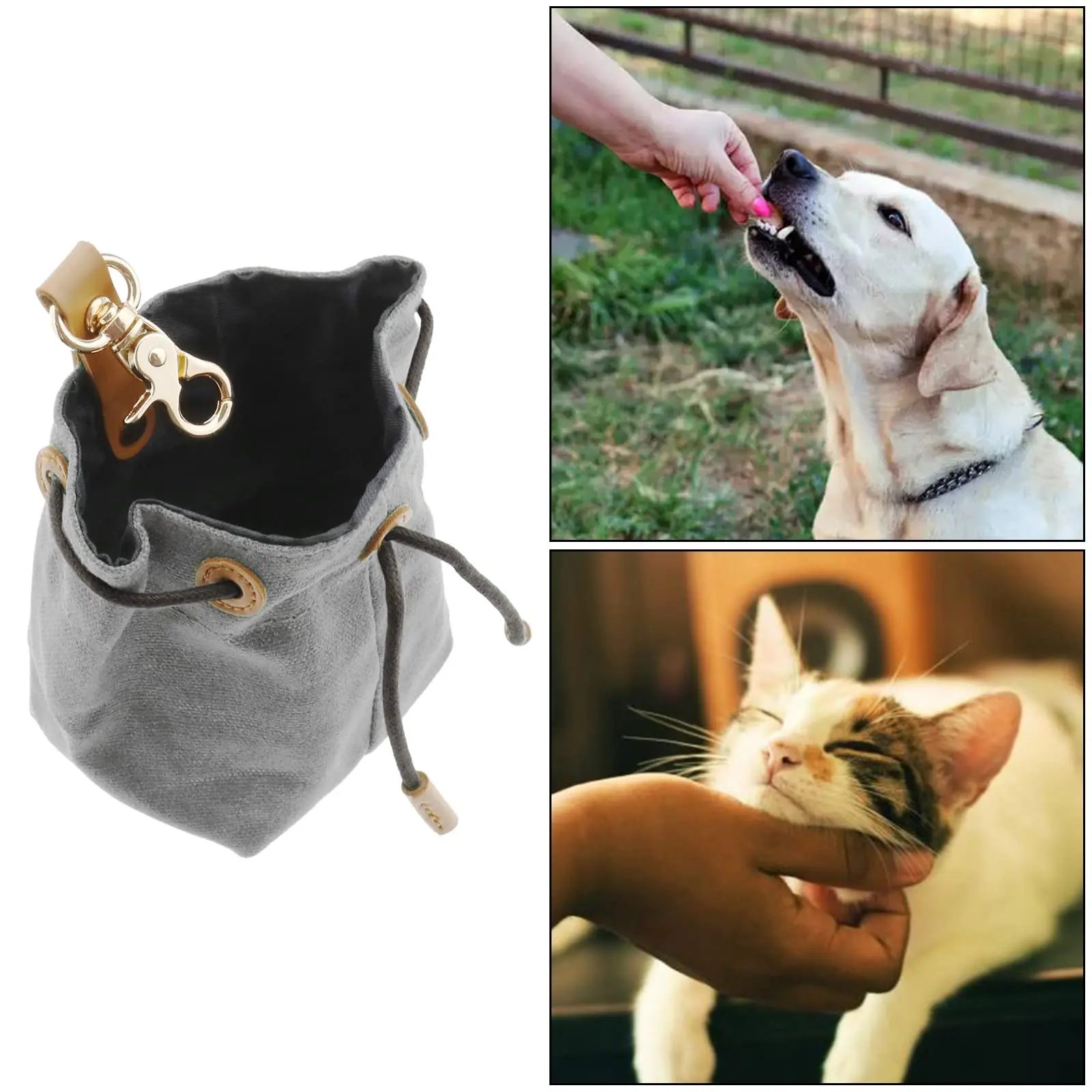 Canvas Dog Treat Pouch Drawstring Pet Training Waist Bag Multi-Purpose Pet Food Pouch for Dog Treats Training Pack of 2 - Image 4