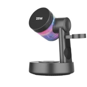 High-quality Certification Multifunctional All in One RGB Music Magnetic Wireless Charger With BT Speaker 25w Fast Charger Z6 Pack of 2