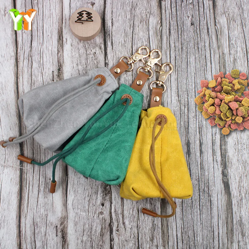 Canvas Dog Treat Pouch Drawstring Pet Training Waist Bag Multi-Purpose Pet Food Pouch for Dog Treats Training Pack of 2 - Image 2
