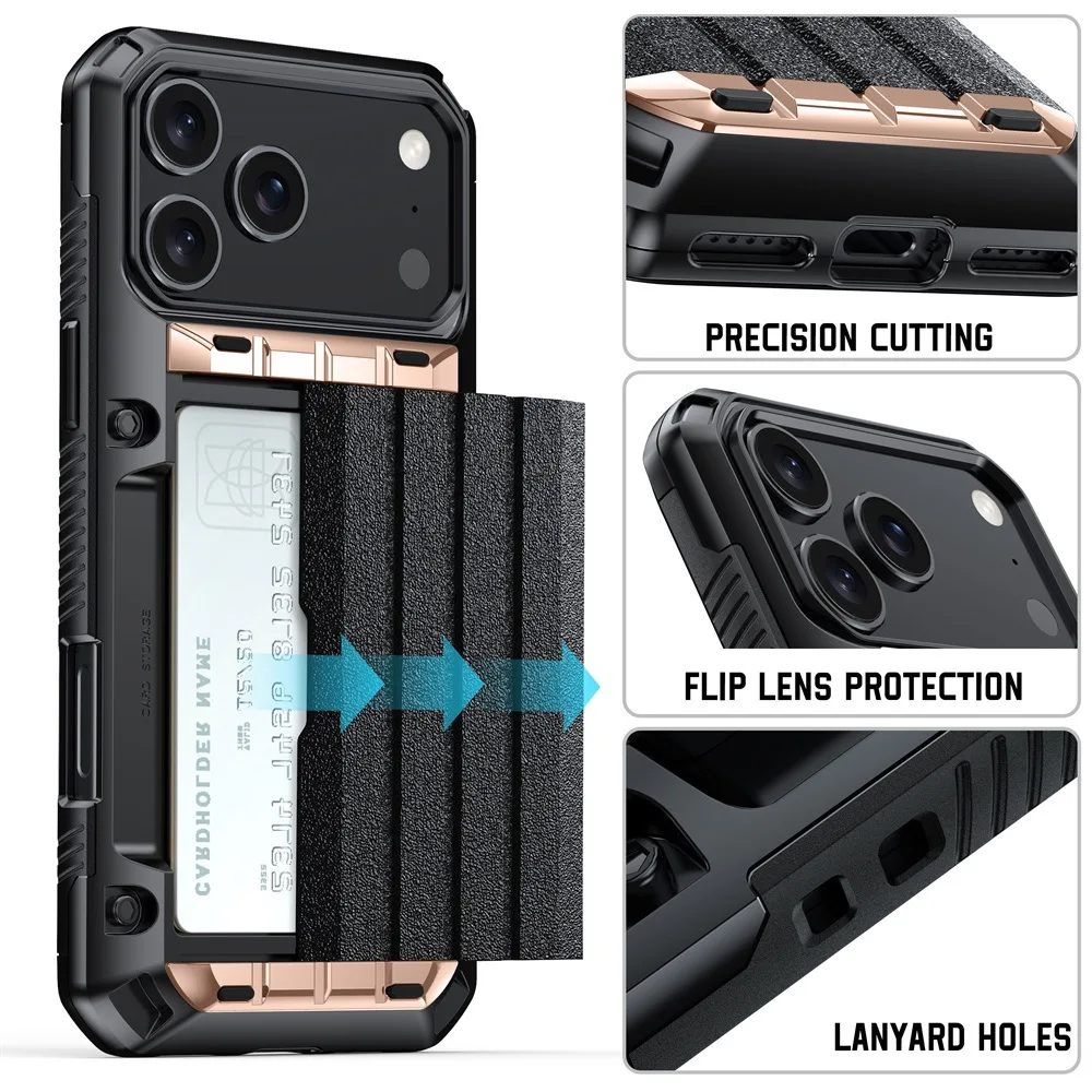 Outdoor Rugged Shockproof Card Holder TPU PC Case 16 15 14 13 12 11 Pro Max Case Cover Accessories for iPhone 17 Pack of 20 - Image 3