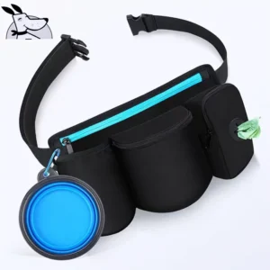 Kangdarpet 3-in-1 Pet Training Waist Bag with Treat Pouch & Water Bottle Holder - Free Dog Bowl & Poop Bags Included Pack of 200