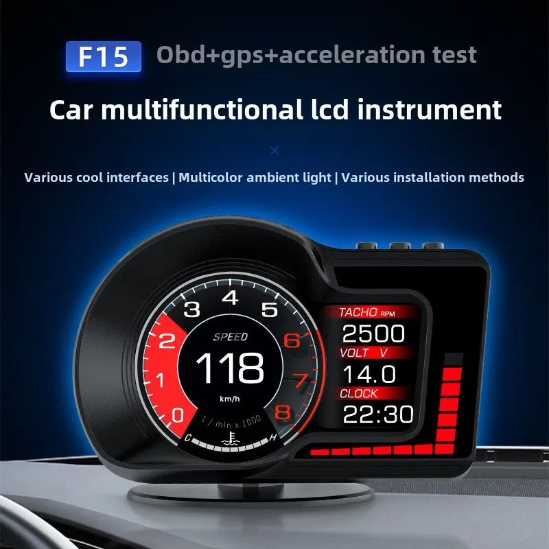 F15 High-Resolution HD LCD OBD Digital Speedometer New Car Head-Up Display No Delay High Functionality 1 Year Warranty Pack of 2 - Image 4