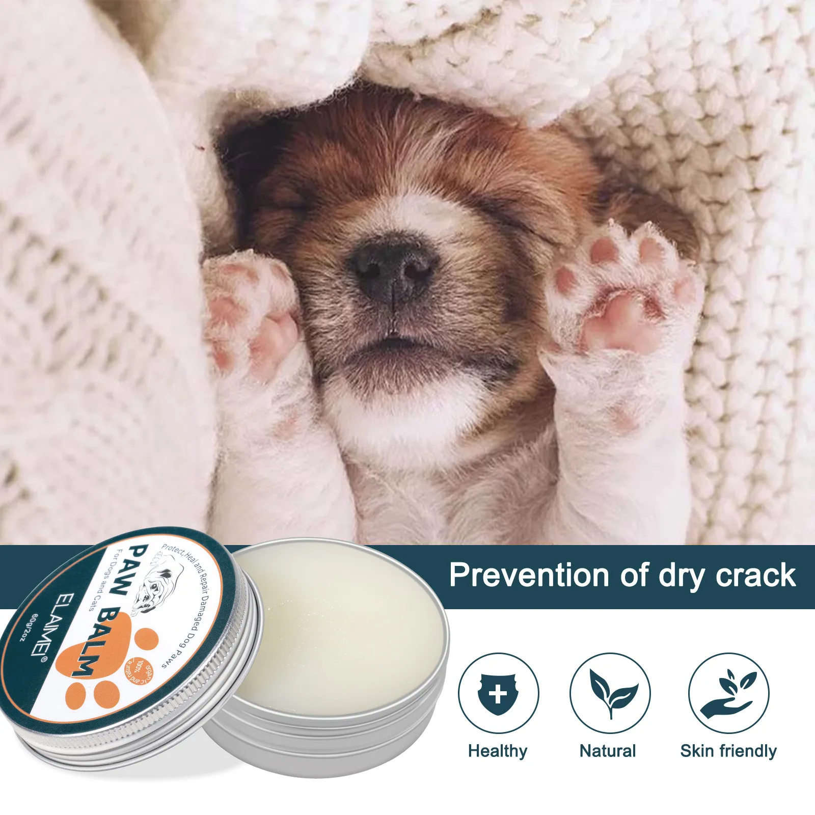 Custom Logo Organic Vegan Dogs Cats Paw Hydrates and Damaged Protects Repairing Cream Ointment Soother Nose Paw Balm for Pets Pack of 10 - Image 3