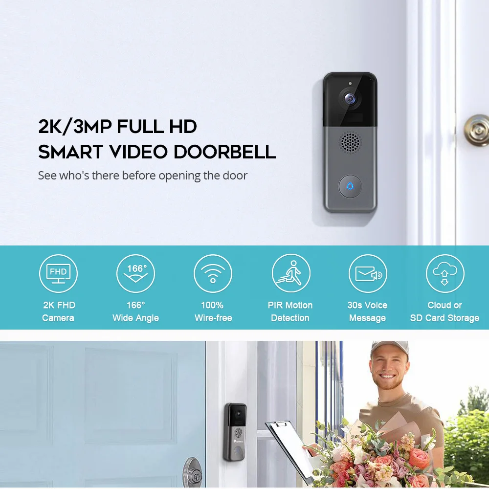 Tuya Video Doorbell WiFi 1080P HD Chime Smart Home Intercom System Wireless WiFi Smart IP Video Doorbell - Image 4
