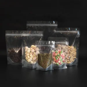 Custom Printing Food Storage Transparent Clear Plastic Stand up Pouch Bag With Zipper Pack of 200