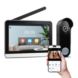 Wireless Video Doorbell Intercom 7-Inch 1080P Touch Screen Motion Detection Connect Tuya Smart App Remote Control Waterproof