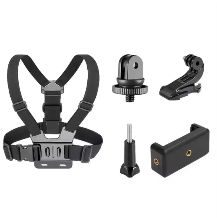 Chest Body Harness Belt Strap Screw Mount for Go Pro Hero SJCAM Xiaomi DJI OSMO for Smartphone Camera Accessories Kit Fit Pack of 5 - Image 2